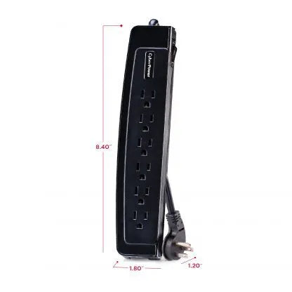 Cyber Power - CSP604T - 1350 J, 125 V, NEMA 5-15P 45 degree off-set plug, 6 NEMA 5-15R, 4 ft cord, Limited Lifetime Warranty