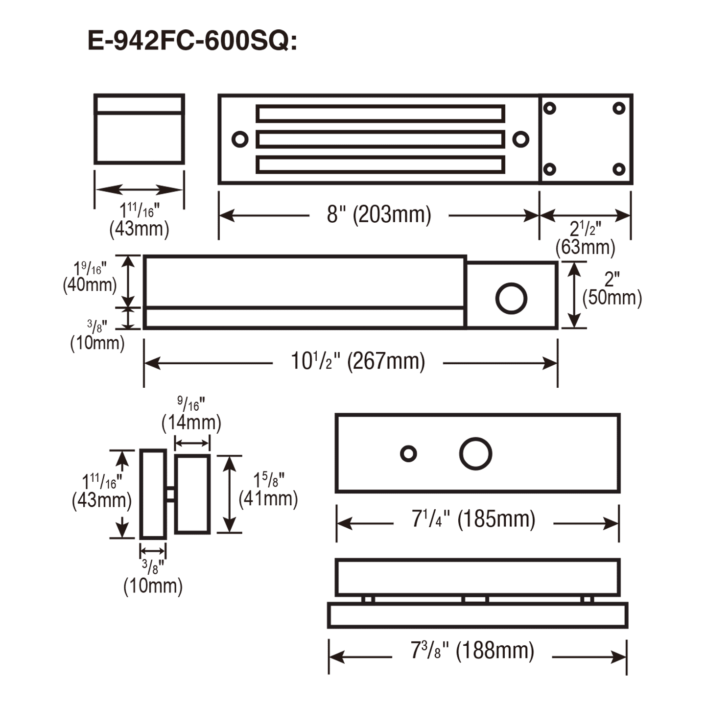 SECO-LARM - E-942FC-600SQ - 600-lb Electromagnetic Gate Lock, Face Mount, Weldable