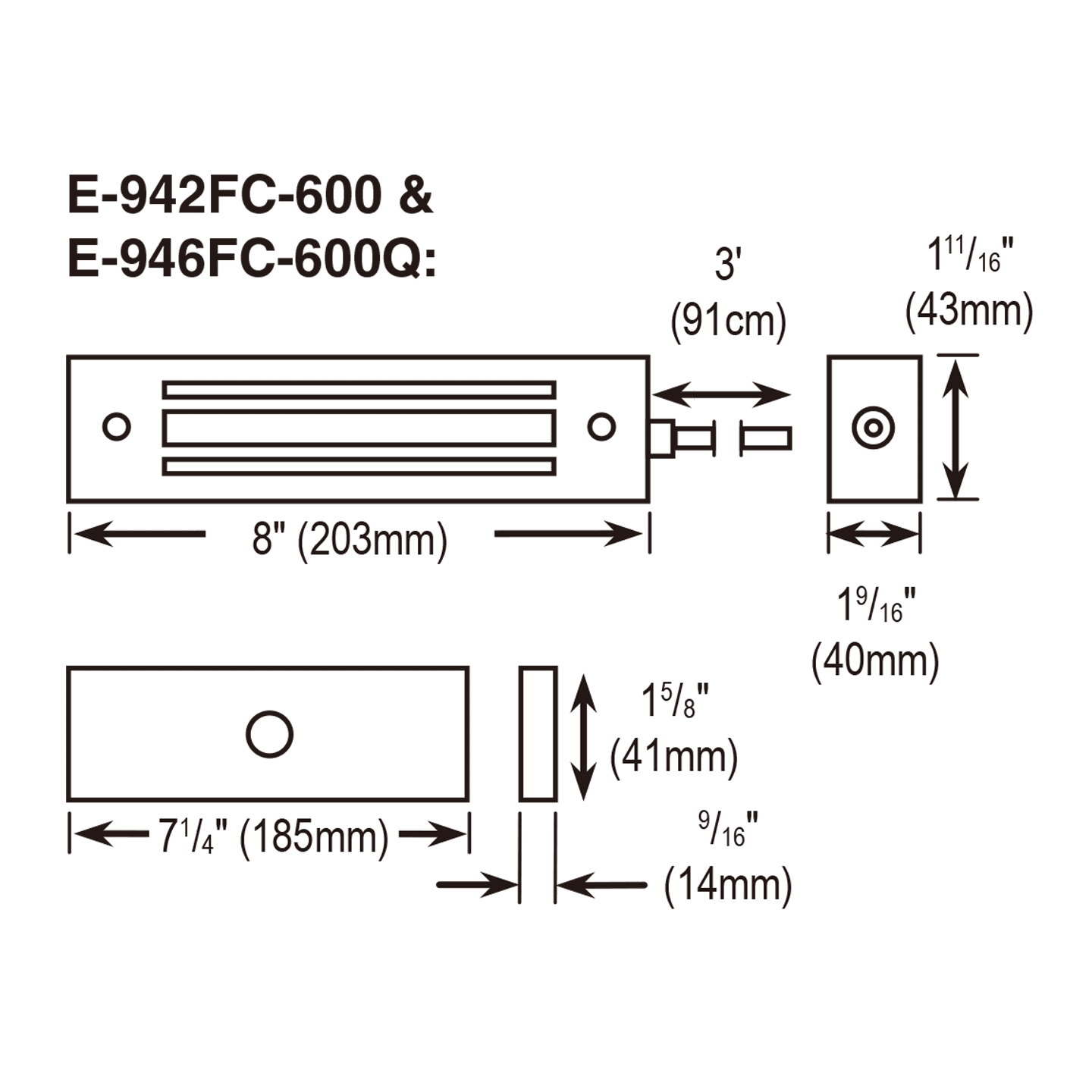 SECO-LARM - E-942FC-600 - 600-lb Electromagnetic Gate Lock, Face Mount, UL Listed