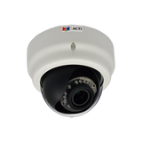 ACTI - E63A - 5MP Indoor Dome with D/N, Adaptive IR, Basic WDR, Vari-focal lens, f2.8-12mm/F1.4 (HOV:66.62°-28.88°), H.264, 1080p/30fps, DNR, Audio, MicroSDHC/MicroSDXC, PoE, IK09, DI/DO