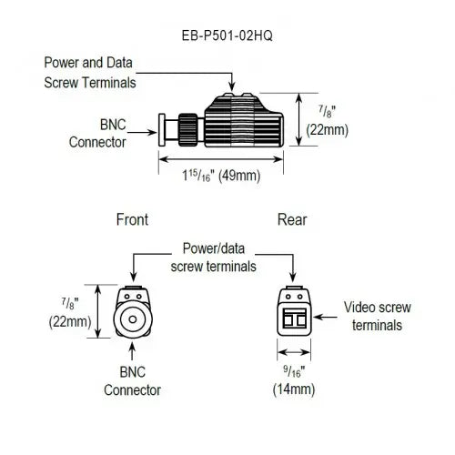 SECO-LARM - EB-P501-02HQ - 4-in-1 HD Video Balun with Pass-Through
