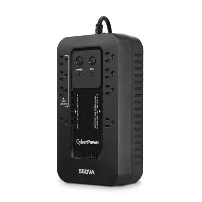 CYBERPOWER - EC550G - 550VA/330W, Simulated Sine Wave, NEMA 5-15P, 5 ft cord, 8 NEMA 5-15R, USB, PowerPanel Personal Edition software, 3 year warranty