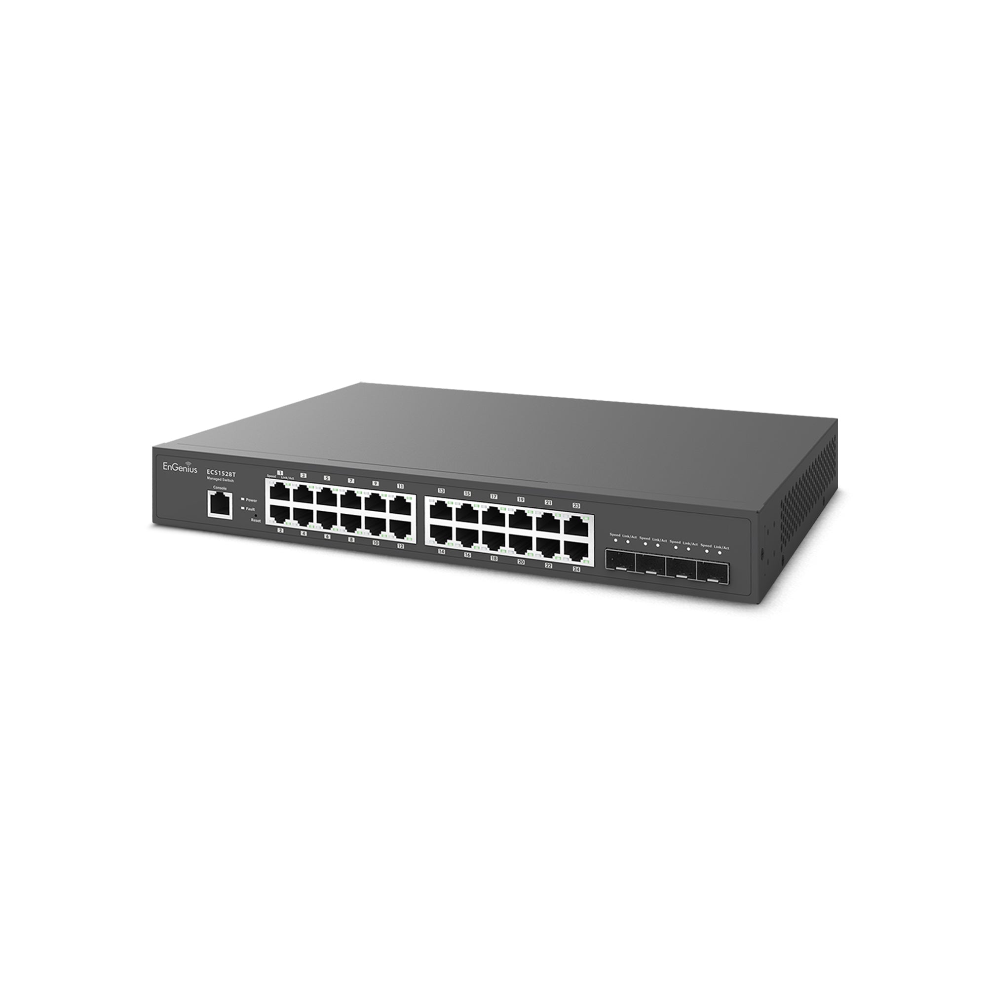 EnGenius - ECS1528T - 24-Port Cloud Managed 13” Compact Gigabit Switch w/ 4 SFP+