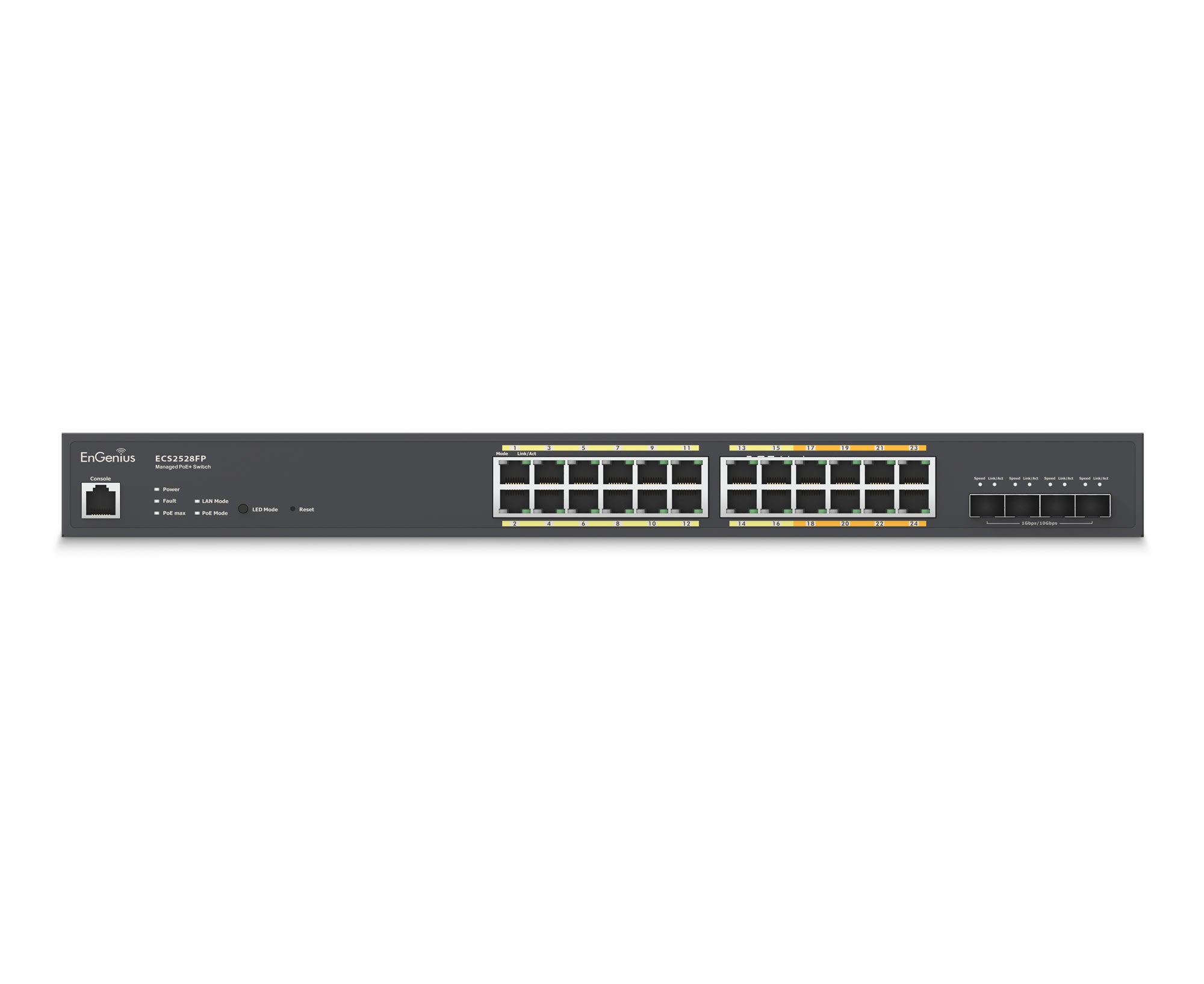 EnGenius - ECS2528FP - 24-Port Cloud Managed Multi-Gigabit L2+ Managed PoE+ Switch with 410W & 4 SFP+ Slots