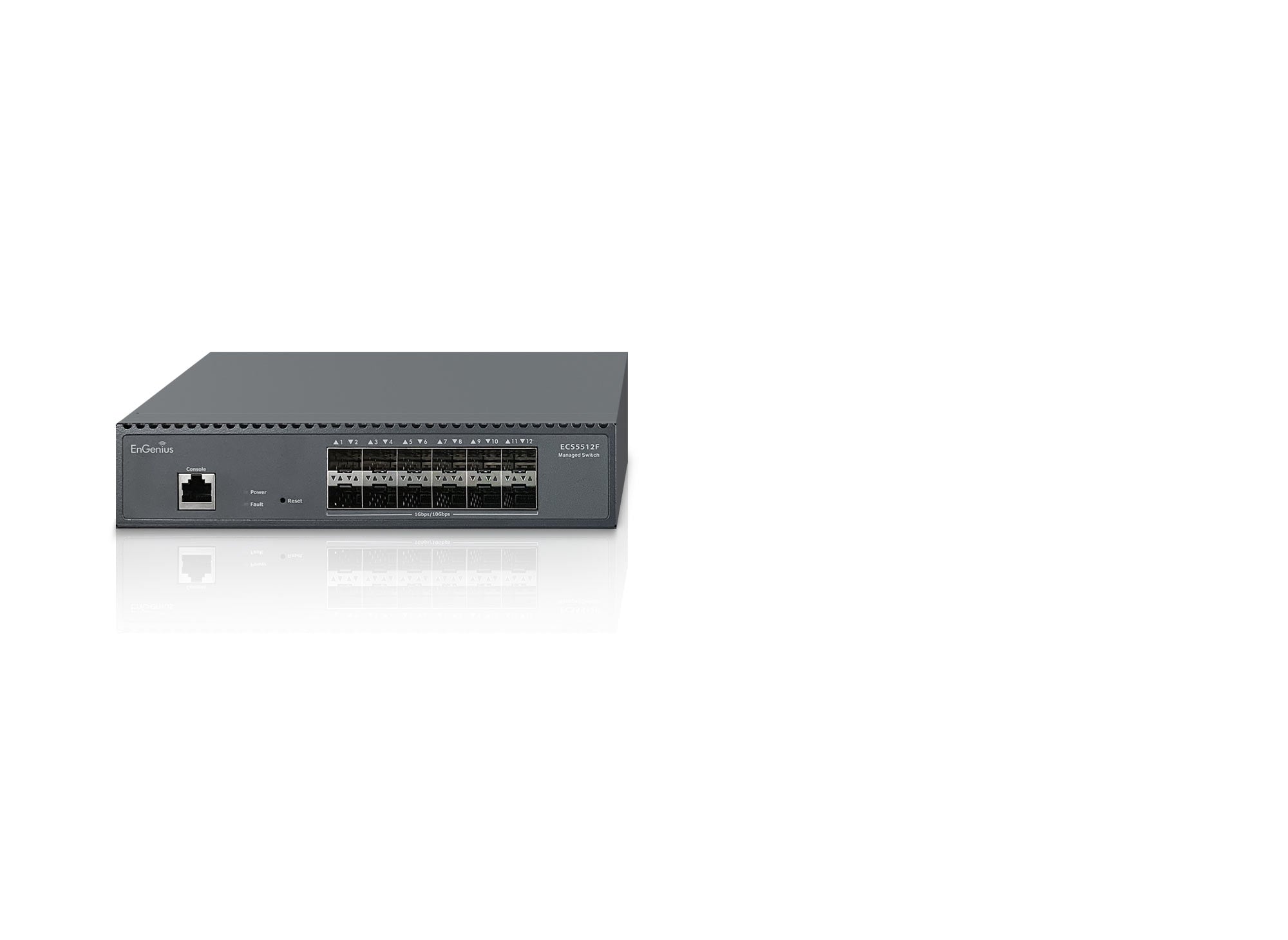 EnGenius - ECS5512F - 12-Port Cloud Managed 10 Gigabit SFP+ Half-Rack Aggregate Switch
