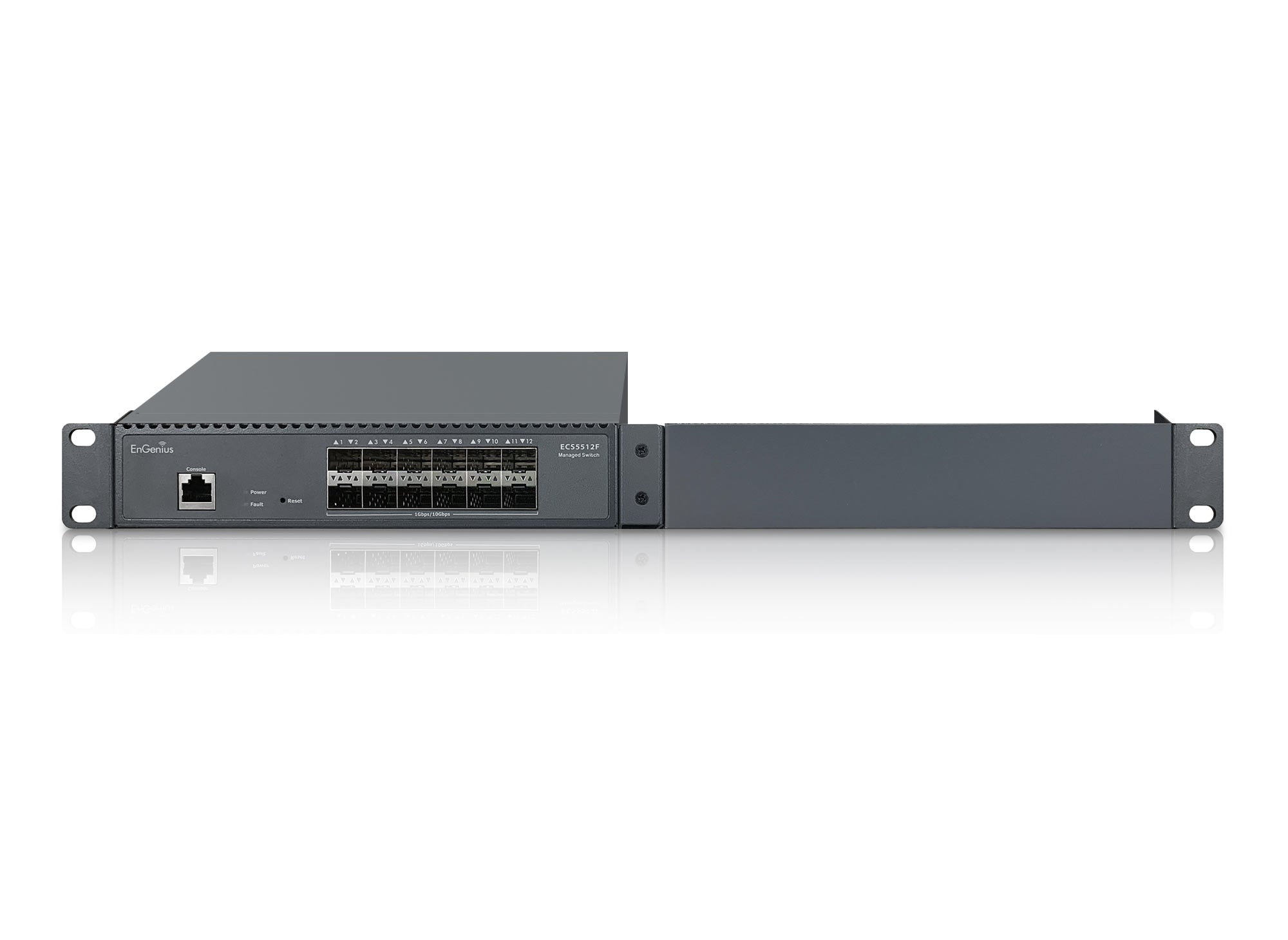 EnGenius - ECS5512F - 12-Port Cloud Managed 10 Gigabit SFP+ Half-Rack Aggregate Switch