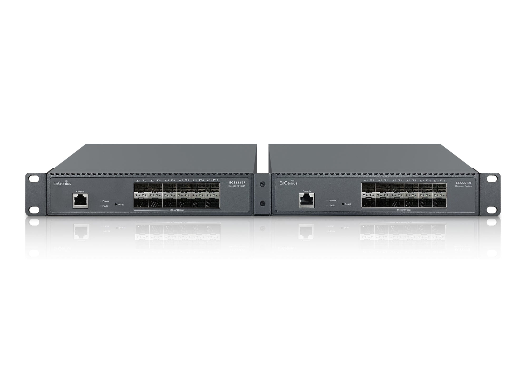 EnGenius - ECS5512F - 12-Port Cloud Managed 10 Gigabit SFP+ Half-Rack Aggregate Switch