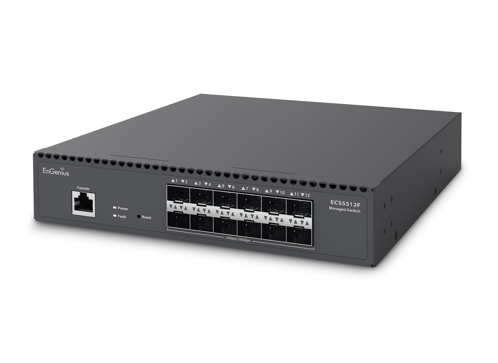 EnGenius - ECS5512F - 12-Port Cloud Managed 10 Gigabit SFP+ Half-Rack Aggregate Switch