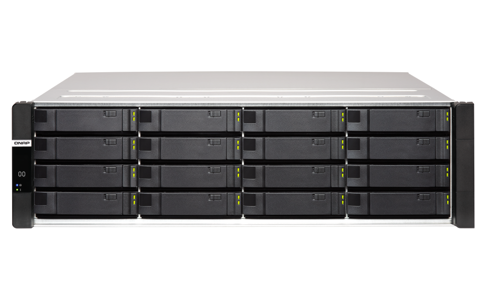 QNAP - ES1686dc-2123IT-64G-US - QNAP 16-Bay Active-Active Dual Controller ZFS NAS and iSCSI/ IP-SAN. 3U, SAS 12G (compatible with SAS 6G), 3 x Gigabit LAN, 4x10GbE(SFP+), 40GbE-ready