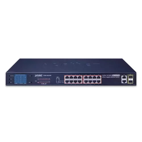 Planet - FGSW-1822VHP - 16-Port 10/100TX 802.3at PoE + 2-Port Gigabit TP + 2-Port SFP Ethernet Switch with LCD PoE Monitor