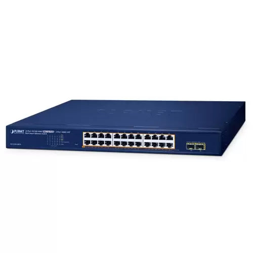 Planet - GS-2210-24P2S - 24-Port 10/100/1000T 802.3at PoE + 2-Port 1000X SFP Web Smart Ethernet Switch