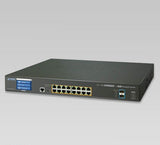 Planet - GS-5220-16P2XV - L2+ 16-Port 10/100/1000T 802.3at PoE + 2-Port 10G SFP+ Managed Switch with LCD Touch Screen (220W)