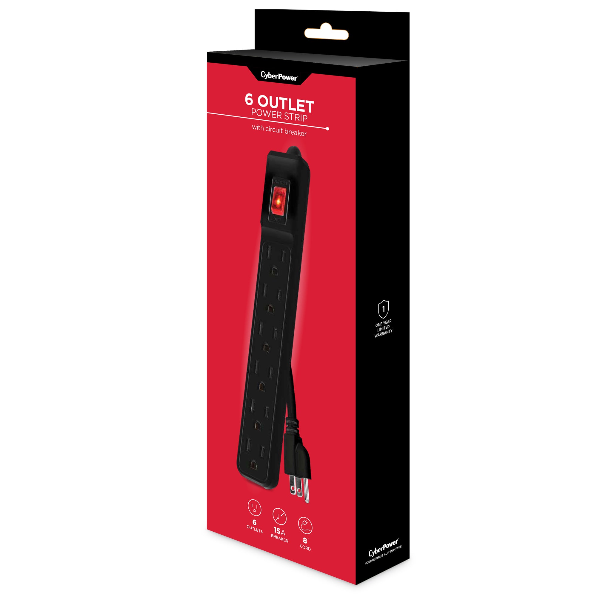 Cyber Power - GS608B - Power Strip, 6-outlet power strip, 8' cord