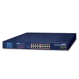 Planet - GSW-1820VHP - 16-Port 10/100/1000T 802.3at PoE + 2-Port Gigabit SFP Ethernet Switch with LCD PoE Monitor (300W)