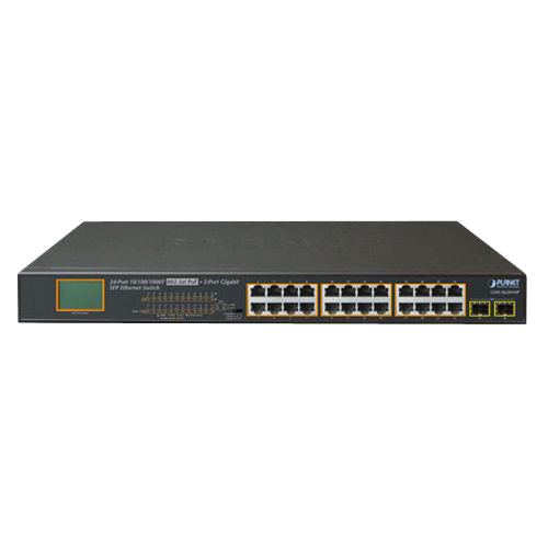 Planet - GSW-2620VHP - 24-Port 10/100/1000T 802.3at PoE + 2-Port Gigabit SFP Ethernet Switch with LCD PoE Monitor (300W)