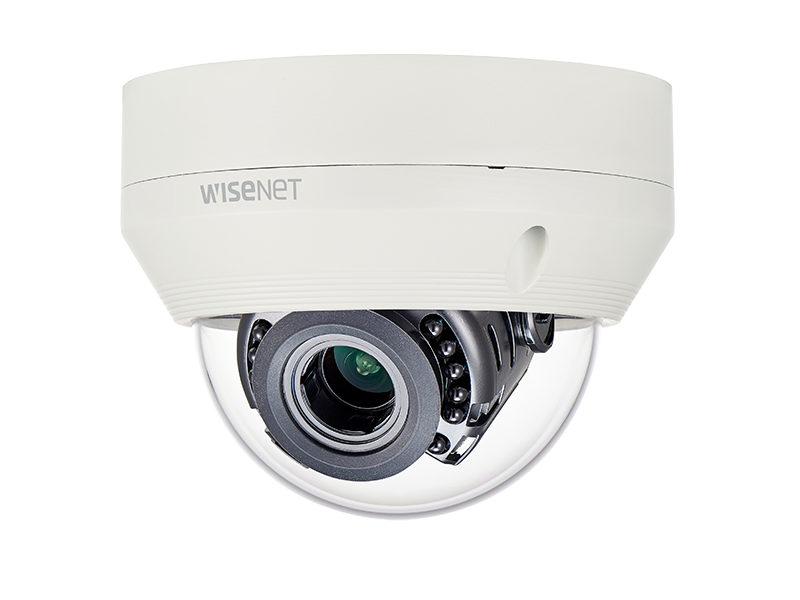 Hanwha - HCV-7070RA - Wisenet HD+ 4MP IR outdoor dome camera, AHD or CVBS formats are available, manual vari-focal Lens (3.1X) (3.2-10mm), true D/N, 24VAC/12VDC, IR distance 98 feet, IP66/IK10.