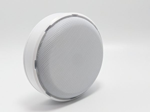 Hanwha - HNW-SS-800 - Line level ceiling mounted microphone. Omni-Directional pickup with 12’ radius/24’ diameter. 12Vdc power required @20mA. 30Hz-15kHz. 2.2kΩ Output Impedance, 60dB SNR, 3 1/8”D x 1’H