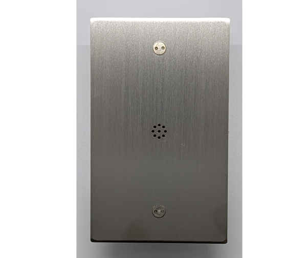 Hanwha - HNW-SS-806 - Line level wall mounted microphone. Anti-ligature and vandal-resistant design. 12 gauge stainless steel. Omni-Directional pickup with 12’ radius/24’ diameter. 12Vdc power required @20mA. 30Hz-15kHz. 2.2kΩ Output Impedance, 60dB 