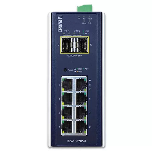 Planet - IGS-10020MT - Industrial 8-port 10/100/1000T + 2-port 1G/2.5G SFP Managed Gigabit Switch