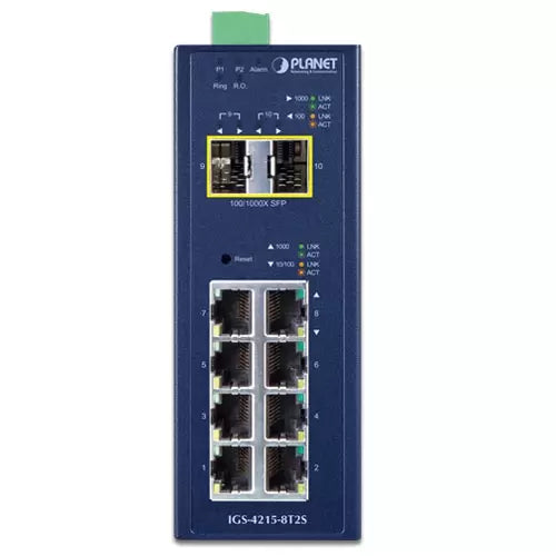 Planet - IGS-4215-8T2S - Industrial L2/L4 8-Port 10/100/1000T + 2-Port 100/1000X SFP Managed Switch