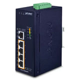 Planet - IGS-504HPT - IP40 Industrial 4-Port 10/100/1000T 802.3at PoE + 1-Port 10/100/1000T Gigabit Ethernet Switch(-40 to 75 C, dual 12V~56V DC power boost, PoE Usage LED)