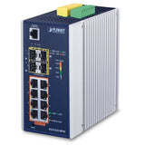 Planet - IGS-5225-8P4S - Industrial L2+ 8-Port 10/100/1000T 802.3at PoE + 2-Port 100/1G SFP + 2-Port 1G/2.5G SFP Managed Ethernet Switch