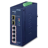 Planet - IGS-624HPT - Industrial 4-Port 10/100/1000T 802.3at PoE + 2-Port 100/1000X SFP Ethernet Switch