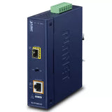 Planet - IGTP-805AT - IP30 Industrial 10/100/1000BASE-T to 100/1000BASE-X SFP Converter with 802.3at PoE+ (-40 to 75C, 12V~48V DC power boost, LFP Supported)