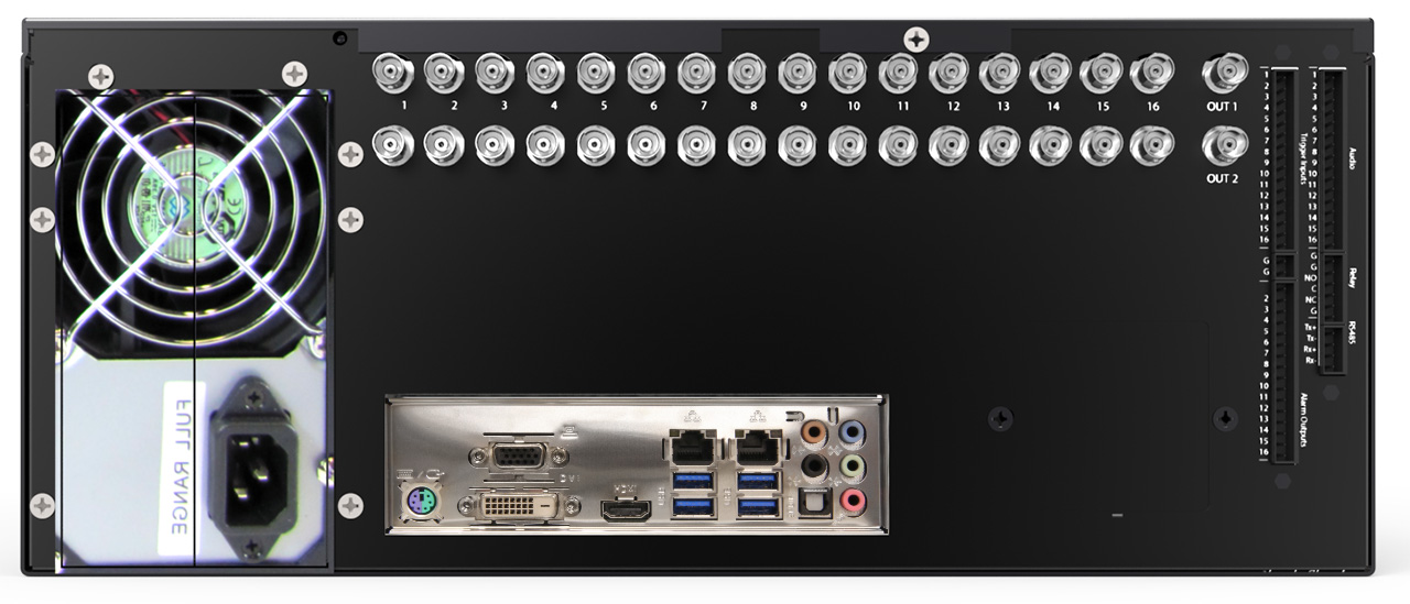 ExacqVision - 1608-96T-R4A-E - 96TB A-Series Hybrid 4U Recorder Enterprise Win10 With 8 IP Cameras Licenses and 16 Analog