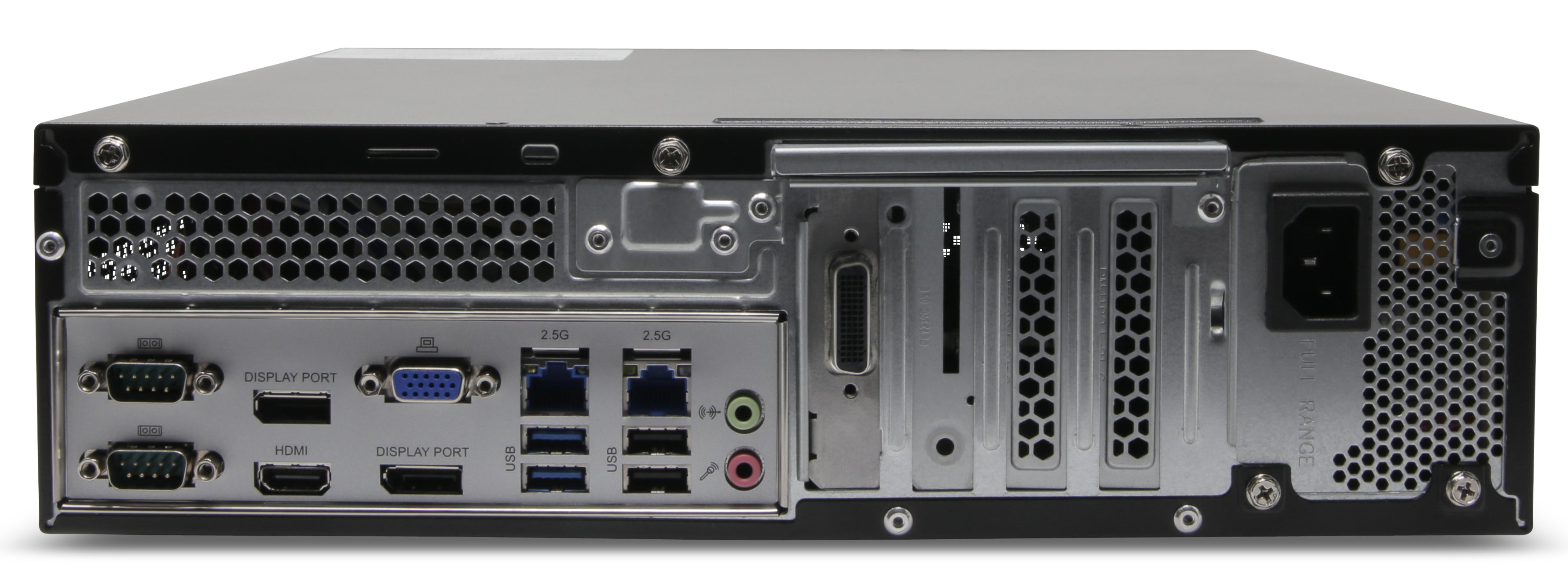 EXACQ - 1608-08T-1QW-E - Hybrid Desktop Q-Series exacqVision NVR with 8 IP Enterprise licenses (32 max) and 16 analog channels, 8TB Internal storage. Windows 10 IoT Ent LTSC OS on SSD, 8GB RAM, Dual 2.5GbE on-board, 4 x USB, 1 x HDMI, 2 x DP, 1 x VGA