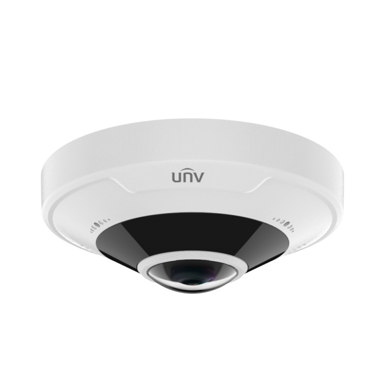 Uniview - IPC815SB-ADF14K-I0 - 5MP Network IR Fisheye Dome Camera (1.4mm, 10m IR, SD Slot, PoE, RJ45, Omnidirectional MicroPhone, Full Cable)