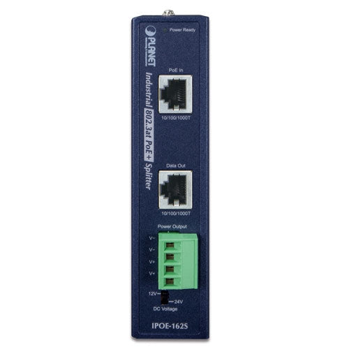 Planet - IPOE-162S -  IP30, Industrial 802.3at High Power PoE  Splitter - 12V & 24V (-40 to 75 C)