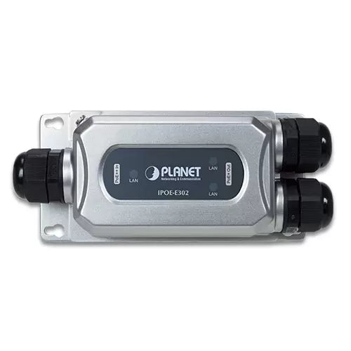 Planet - IPOE-E302 - IP67-rated Industrial 1-Port 802.3bt PoE++ to 2-Port 802.3at/bt PoE++ Extender (-40~75 degrees C, IK10 impact protection), 3 x waterproof cable glands included