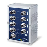 Planet - ISW-800T-M12 - IP67 rated 8-Port 10/100Mbps M12 Fast Ethernet Switch (-40 to 75 degree C)