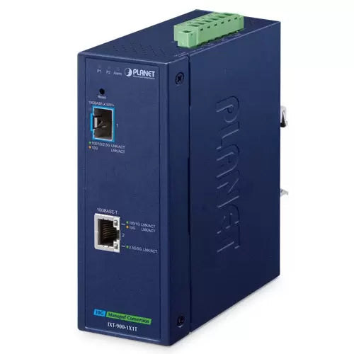 Planet - IXT-900-1X1T - IP40 Industrial 1-Port 10G/1GBASE-X SFP+ + 1-Port 10G/5G/2.5G/1G/100BASE-T Managed Media Converter