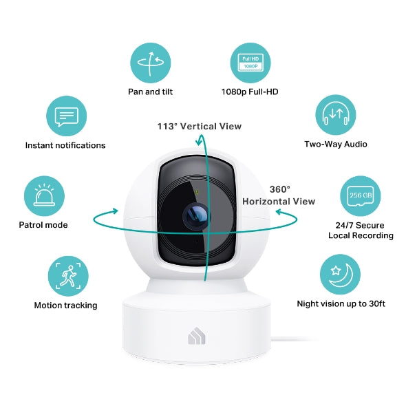 TP-Link - KC410S - KC410S KASA SPOT SECURITY CAM WRLS PAN TILT 24/7 RECORDING