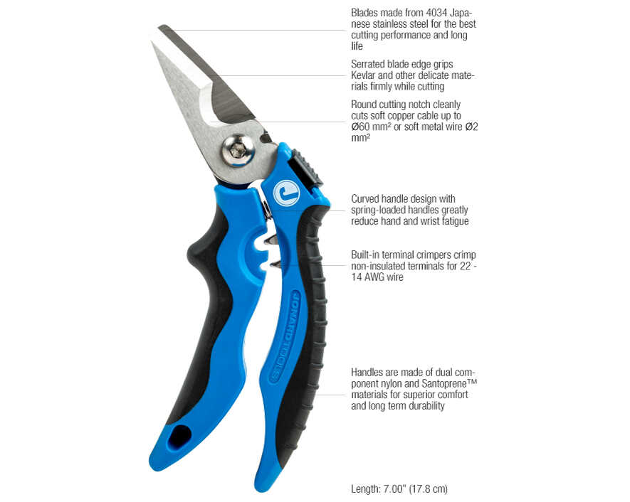Jonard Tools - KWC-700 - Multi-Function Kevlar & Wire Cutting Shears, 7