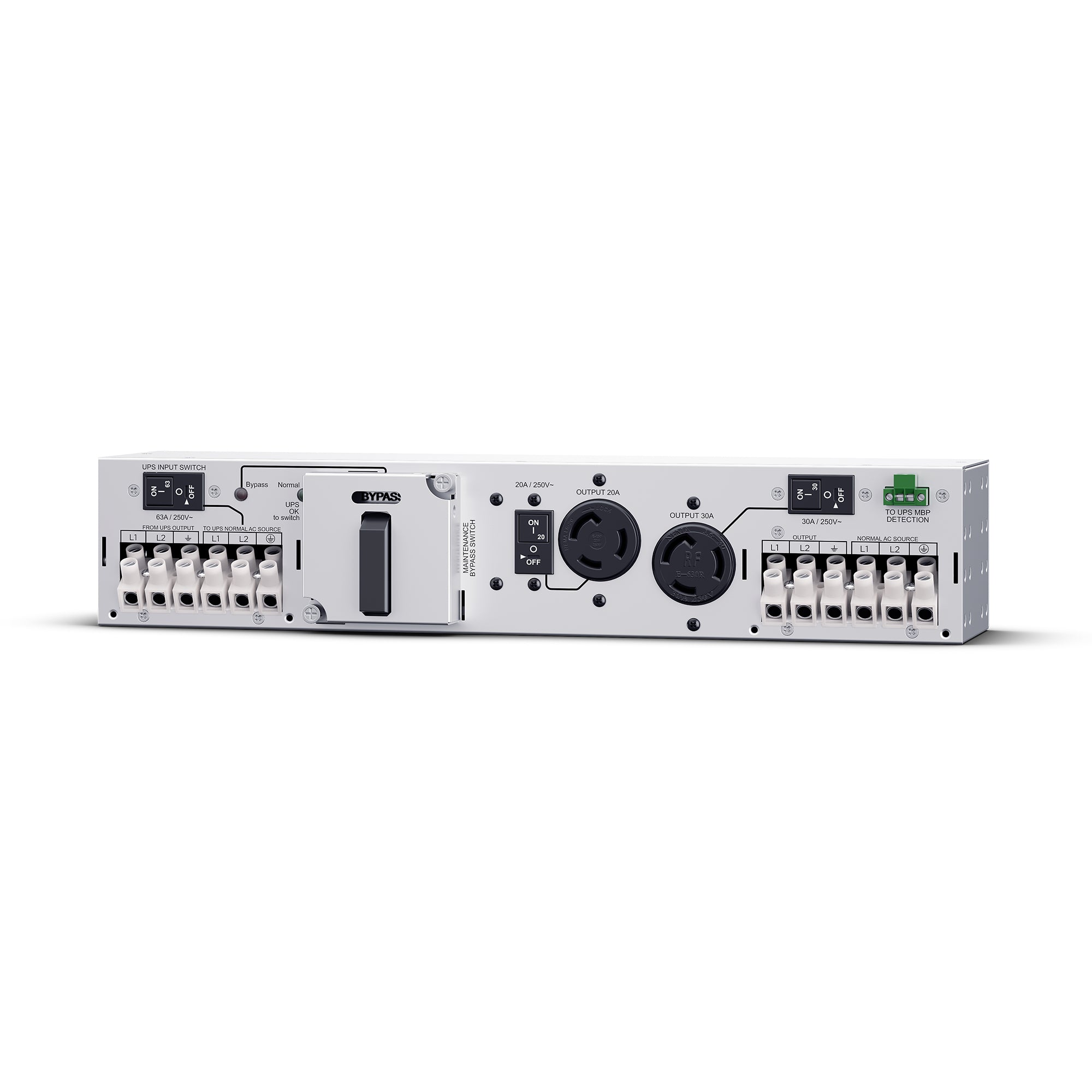 Cyber Power - MBP63A2 - Maintenance Bypass PDU, 2U rack/tower/wall, 200-240V, 1 NEMA L6-20R, 1 NEMA L6-30R, Terminal Block, 3 year warranty