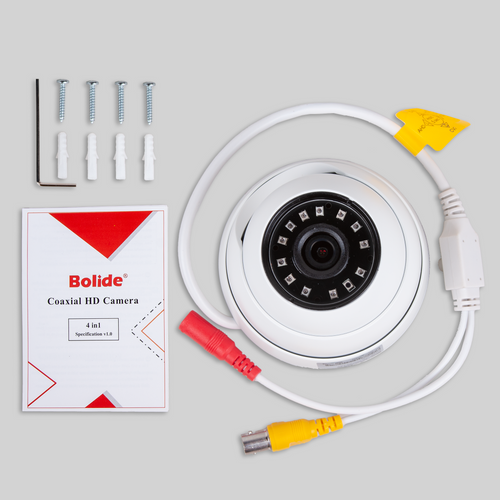 BOLIDE - BC1509IROD/28W - 5.0MP AHD / TVI / CVI / Analog Eyeball Camera, 1/2.7 CMOS, 2.8mm Wide Angle Lens, IR Up to 65 ft., Control Over Coax, OSD, Quickswitch, 12VDC, White