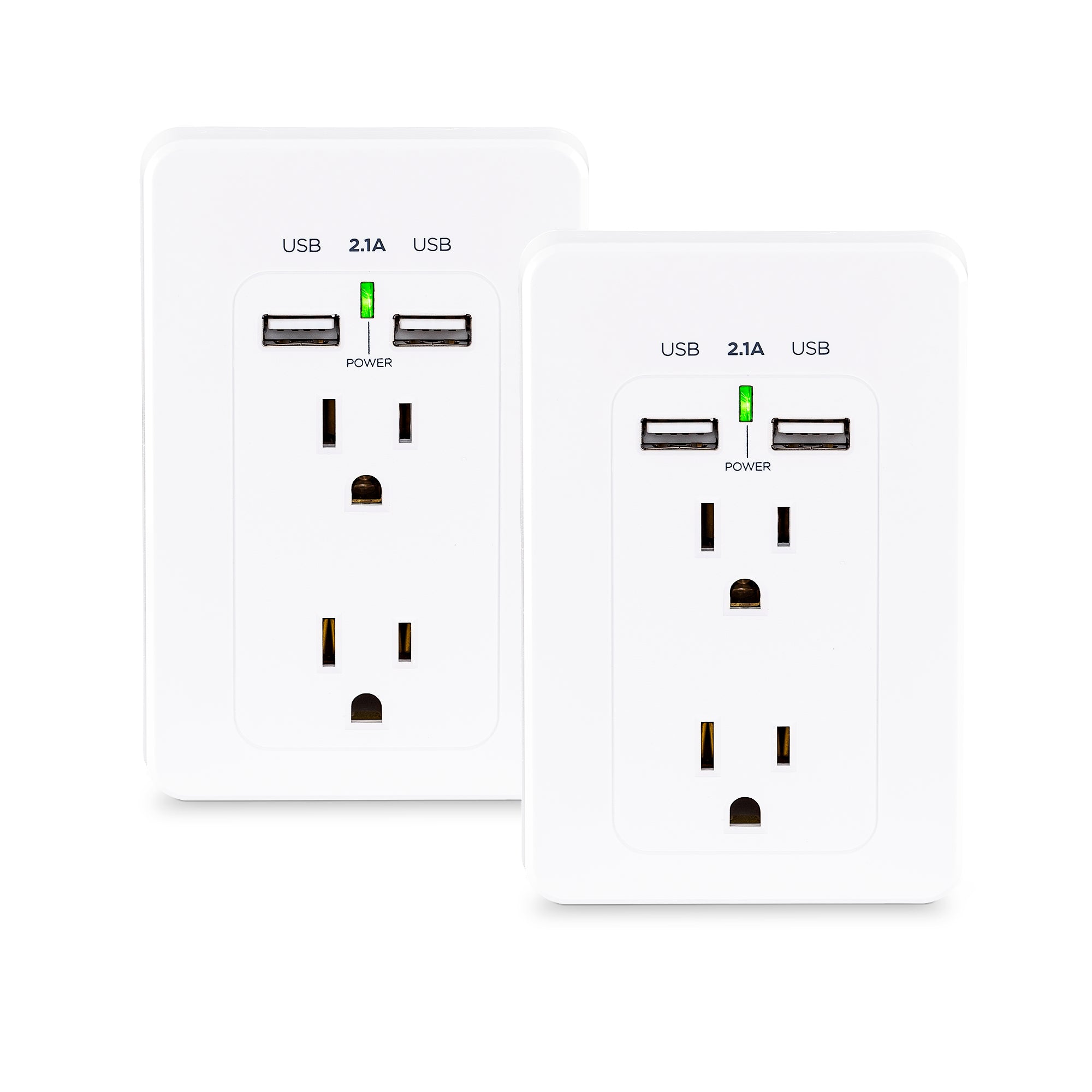 Cyber Power - MP18HO007 - 2-outlet, Wall-Tap with 2 USB Charging ports 2.1A (Shared), White