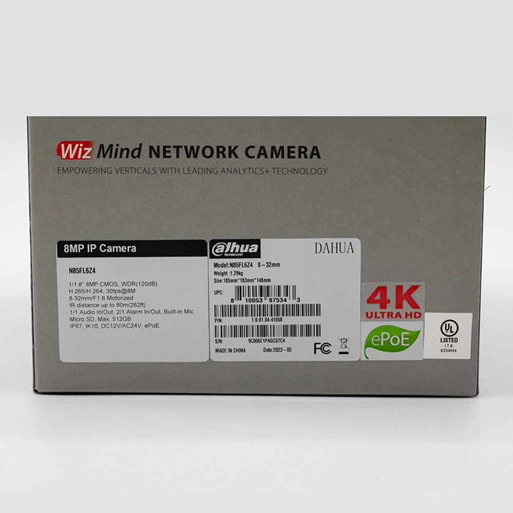 Dahua - N85FL6Z4 - ePoE 8MP AcuPick IP Dome 8-32mm IR Starlight+