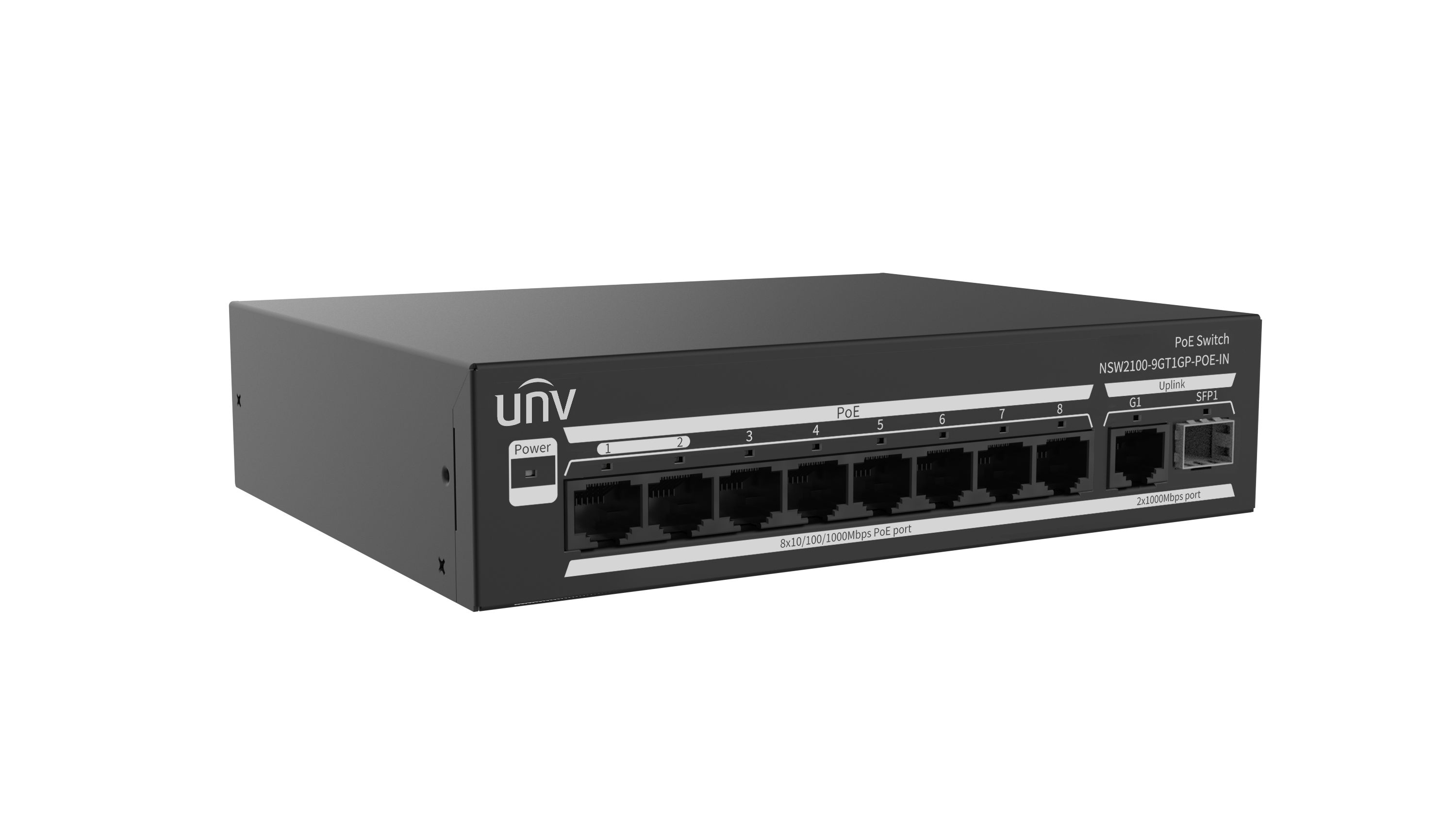 UNV - NSW2100-9GT1GP-POE-IN - Giga 8 Port Lite Cloud Managed PoE Switch