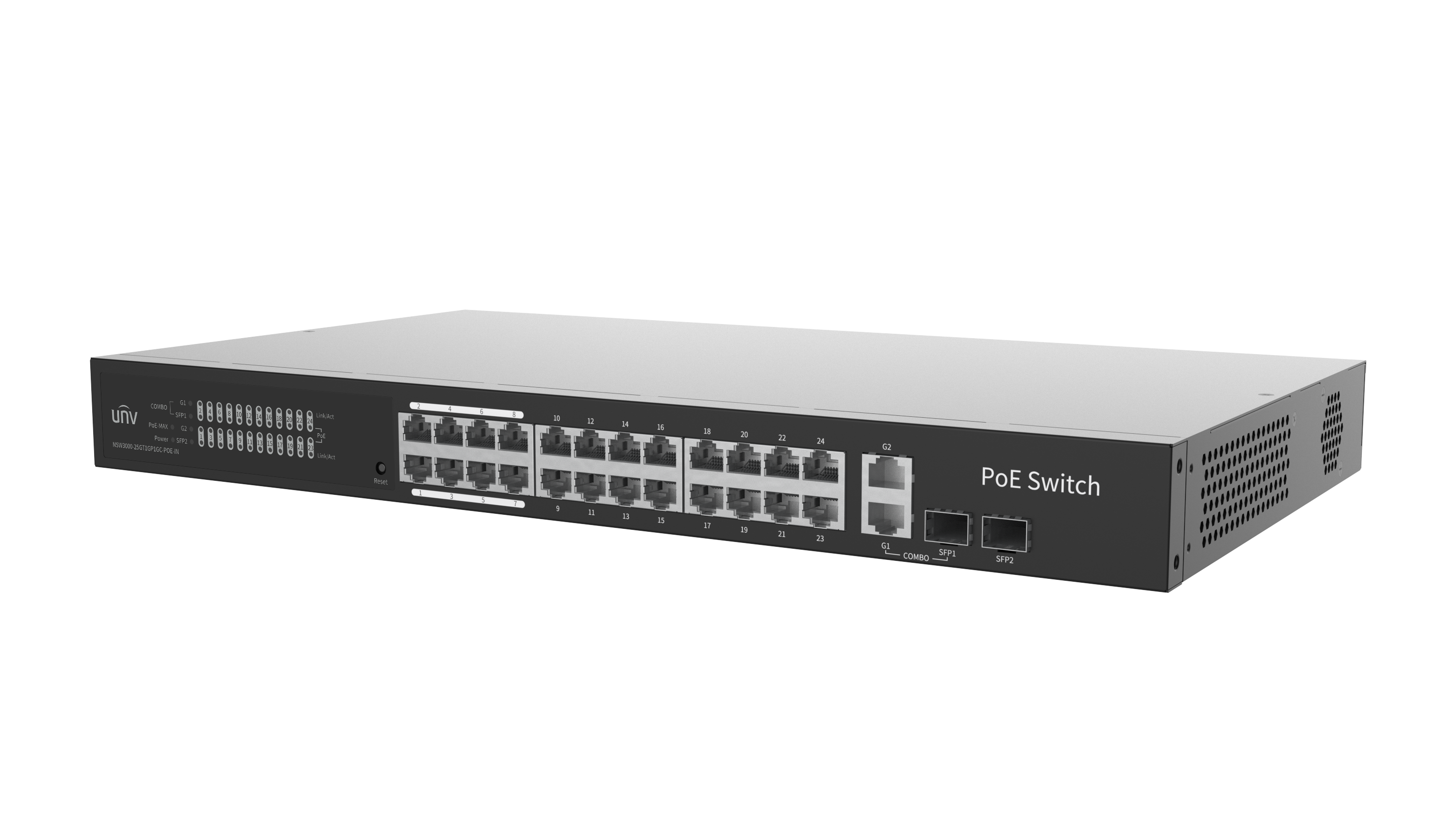 UNV - NSW3000-25GT1GP1GC-POE-IN - UNV Giga 24 Port 370W Cloud Managed Ethernet PoE Switch