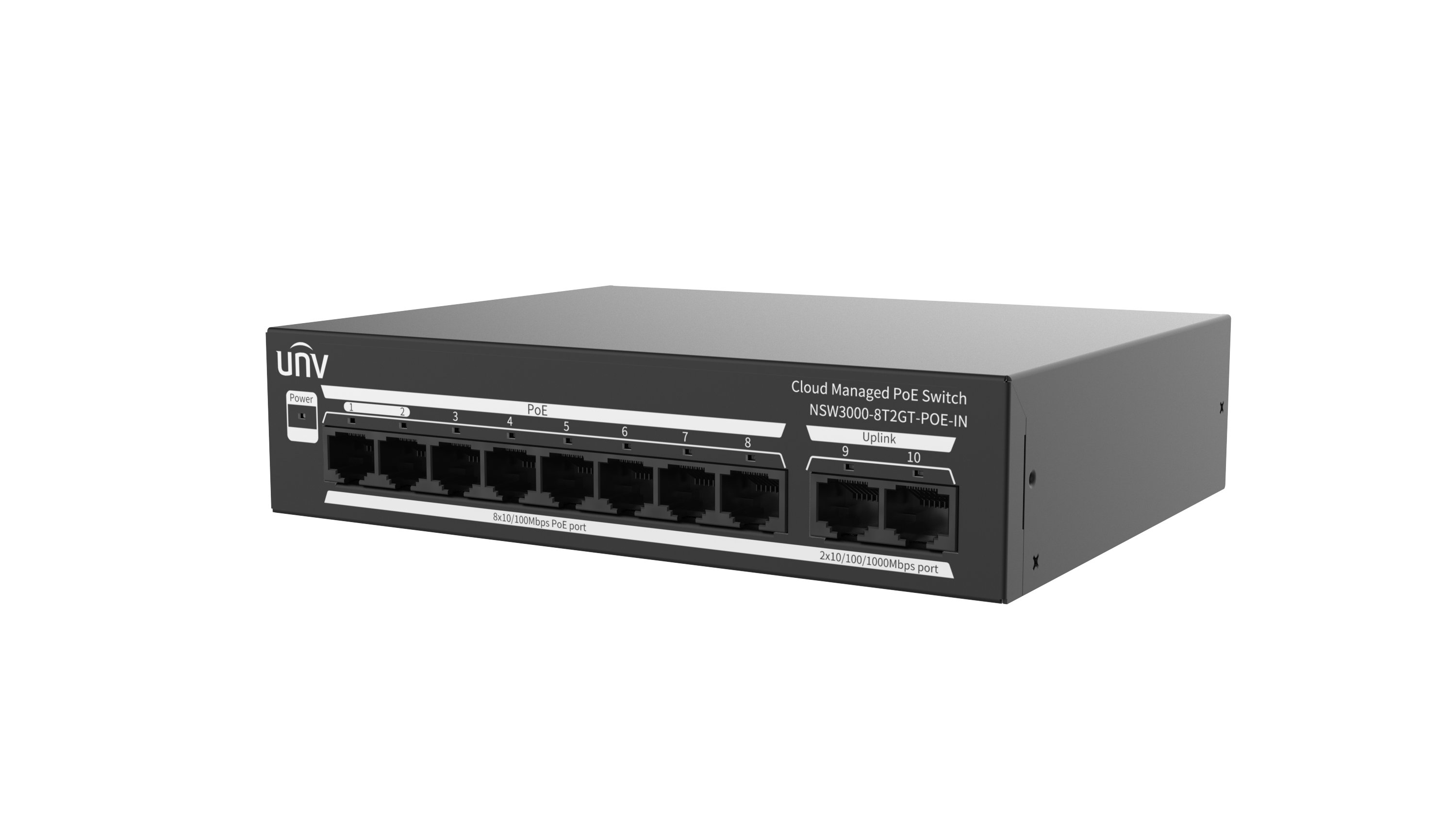 UNV - NSW3000-8T2GT-POE-IN - UNV Ethernet 8 Port 120W Cloud Managed Ethernet PoE Switch