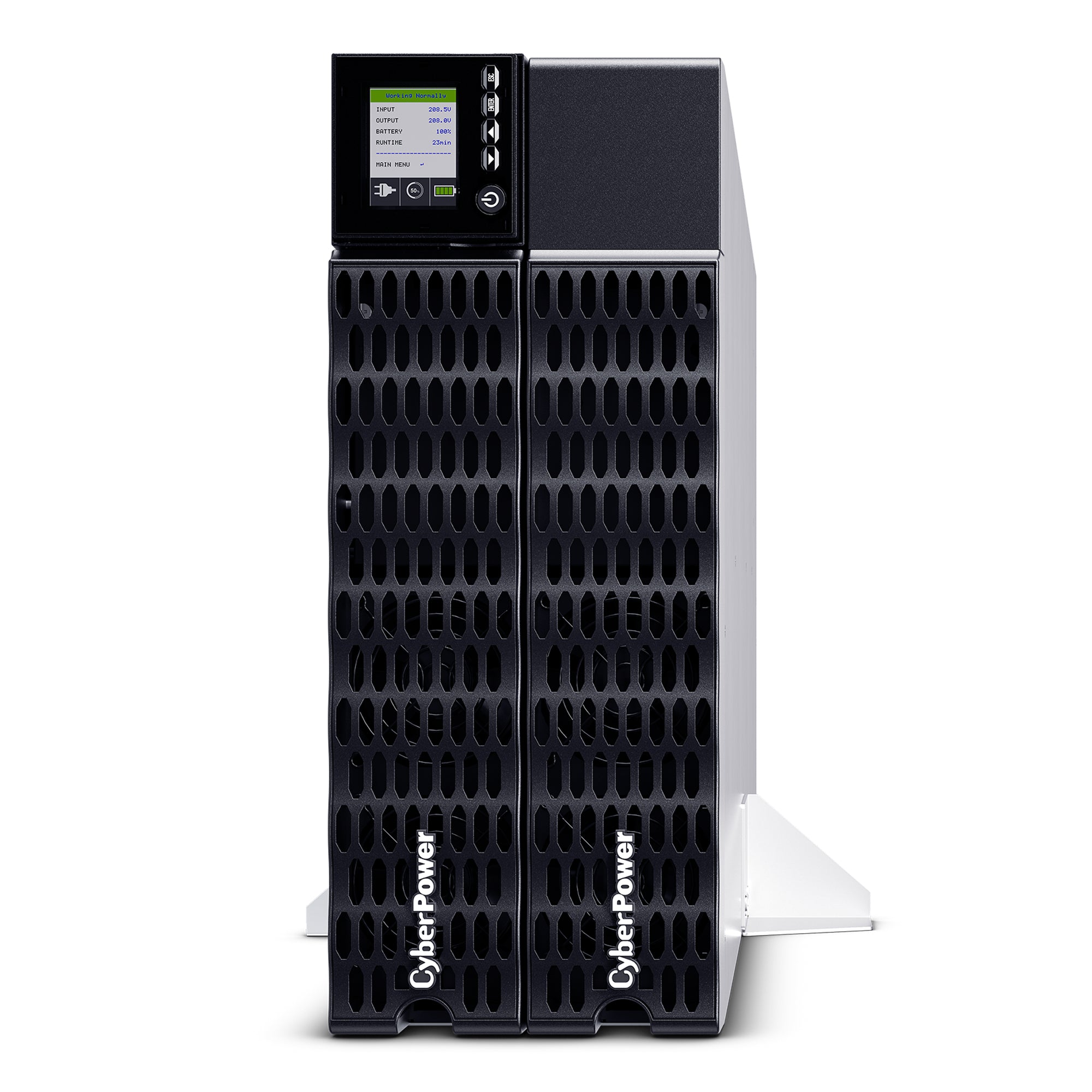CYBERPOWER - OL10KRTHD - 10KVA/10KW, High Density, Online Double-Conversion, PF=1, 4U rack/tower, 200-240V Input Hardwire, 200-240V Output, 4 NEMA L6-20R, 2 NEMA L6-30R, Color Matrix LCD, USB, Serial, EPO, Optional RMCARD205, 3 year warranty