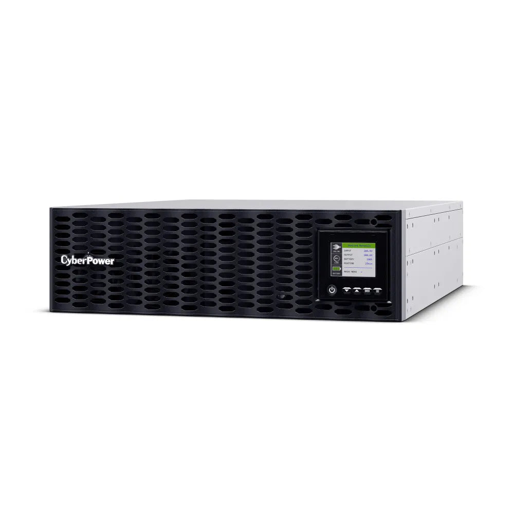 CYBERPOWER - OL5KRTHDL - 5KVA/5KW, High Density, Long Run Time, Online Double-Conversion, PF=1, 3U rack/tower, 200-240V pre-installed Input Power Cord w/HW Option, 200-240V Output, 2 NEMA L6-20R, 2 NEMA L6-30R, Color Matrix LCD, USB, Serial, EPO, RMC