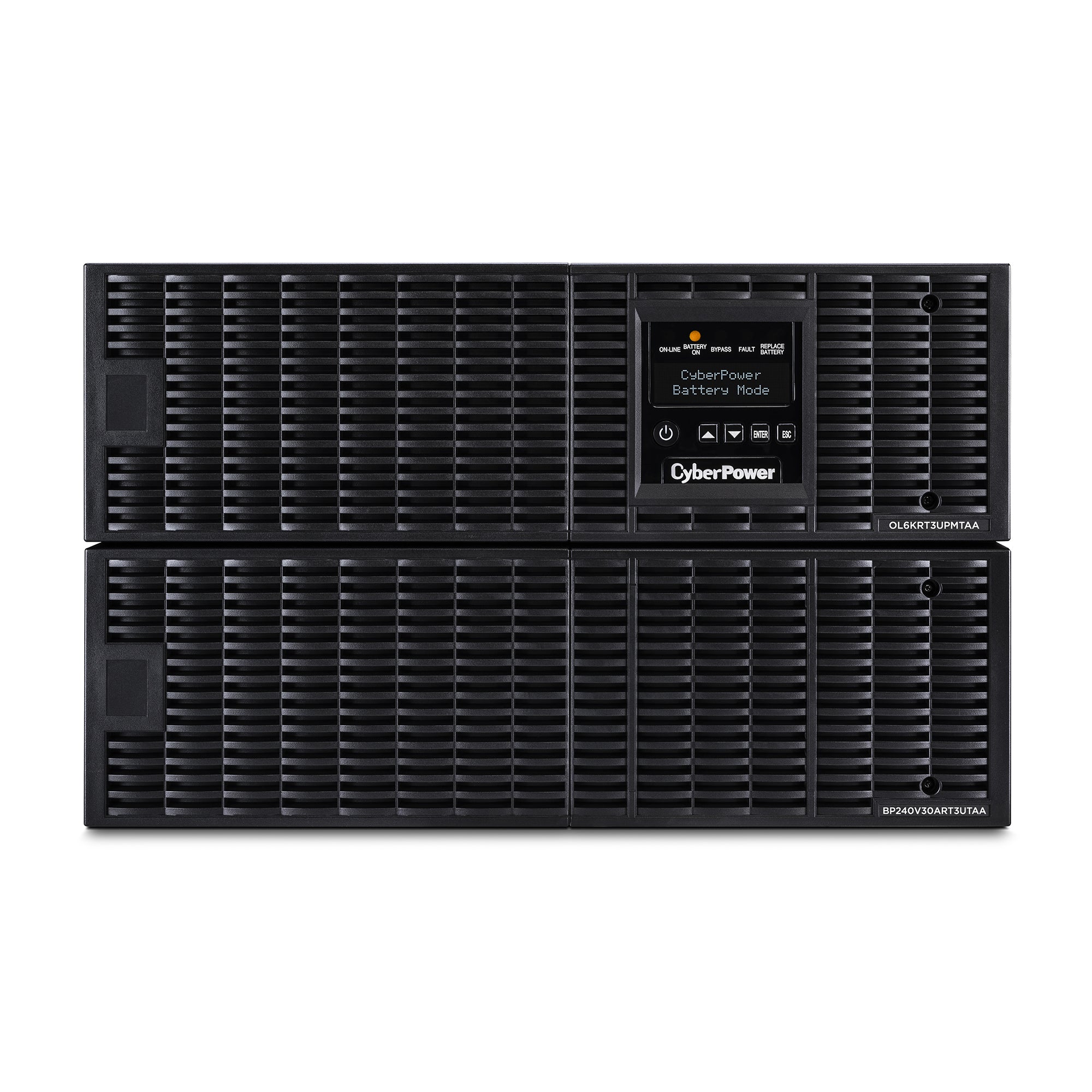 CYBERPOWER - OL6000RT3UTAA - Made to Order, TAA Compliant 6000VA / 5400W UPS, Pure Sine Wave, 208V Online UPS with Smart App Software, LCD Control Panel, 6U, Rack/Tower, 2 x NEMA L6-30R, 1 x NEMA L6-20R, USB/Serial, SNMP/HTTP (optional)