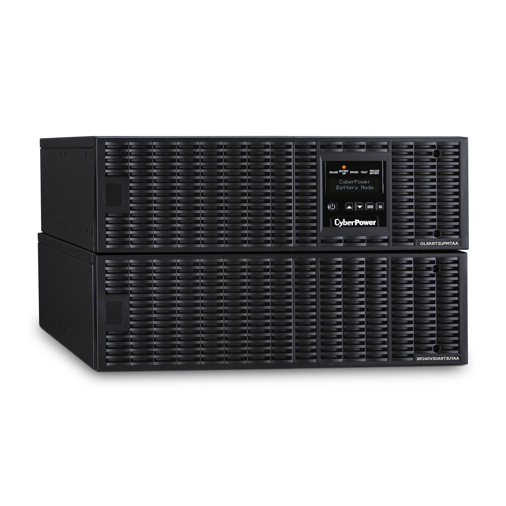CYBERPOWER - OL6000RT3UTAA - Made to Order, TAA Compliant 6000VA / 5400W UPS, Pure Sine Wave, 208V Online UPS with Smart App Software, LCD Control Panel, 6U, Rack/Tower, 2 x NEMA L6-30R, 1 x NEMA L6-20R, USB/Serial, SNMP/HTTP (optional)