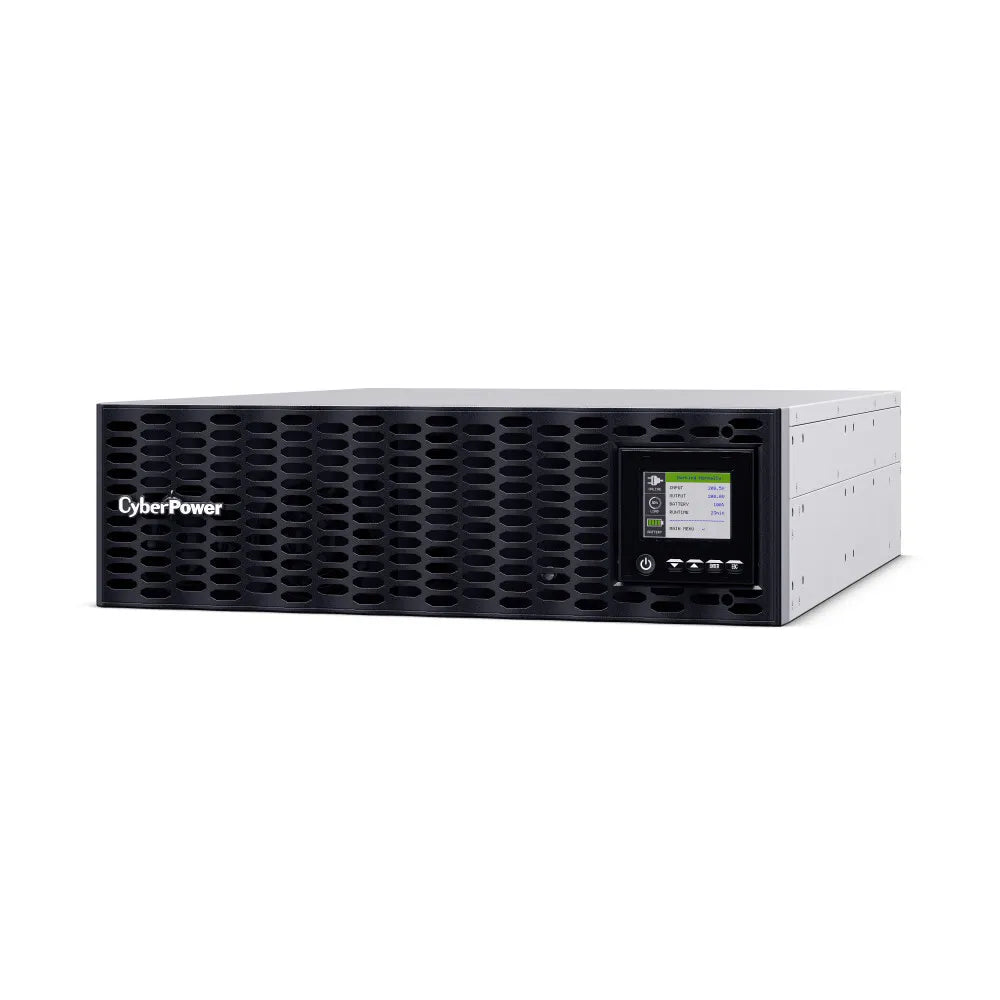 CYBERPOWER - OL6KRTHDL - 6KVA/6KW, High Density, Long Run Time, Online Double-Conversion, PF=1, 3U rack/tower, 200-240V Input Power Cord w/HW Option, 200-240V Output, 2 NEMA L6-20R, 2 NEMA L6-30R, Color Matrix LCD, USB, Serial, EPO, RMCARD205 pre-ins