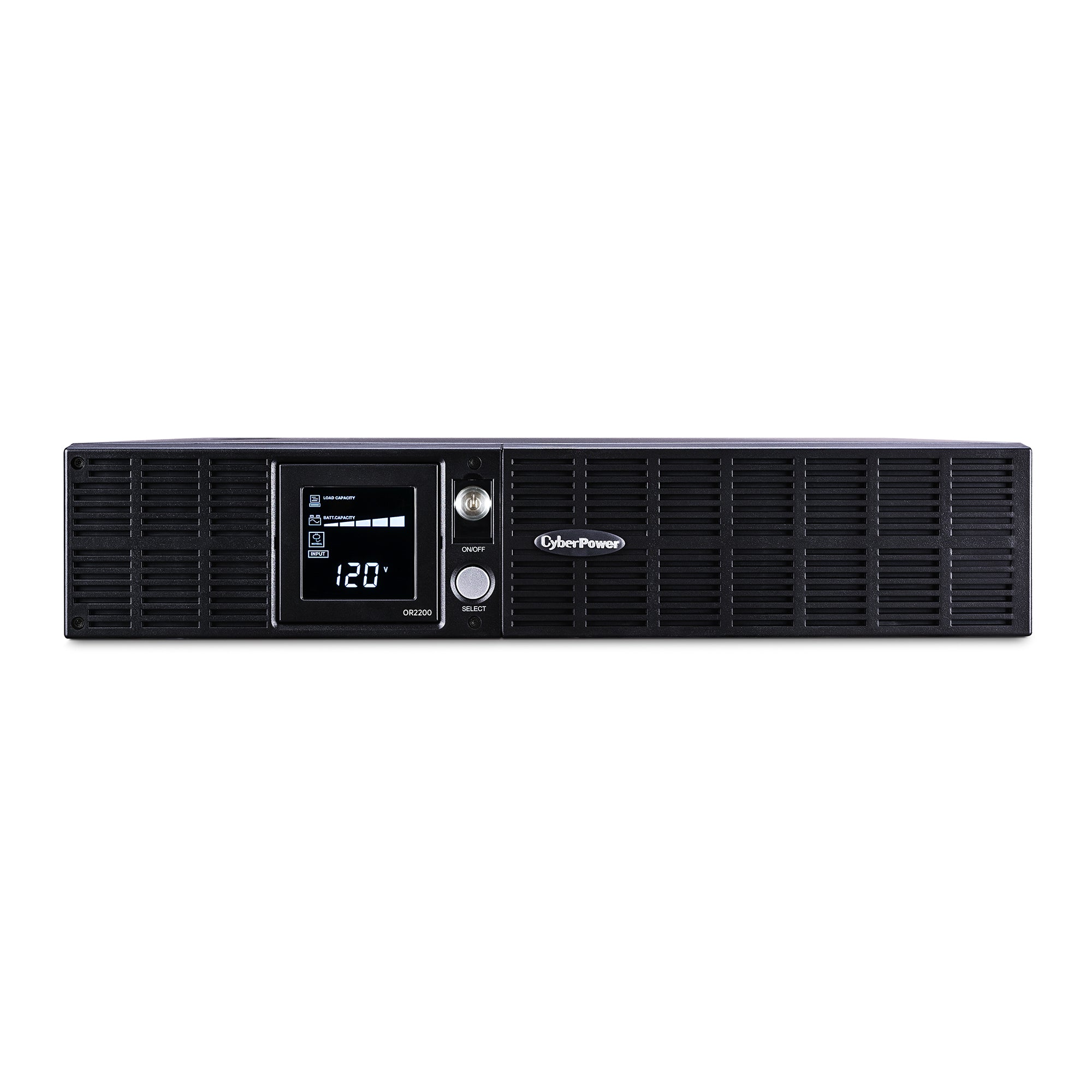 CYBERPOWER - OR2200LCDRT2U - 2200VA/1320W, Simulated Sine Wave, 2U, NEMA 5-20P (right angle), 10 ft cord, 8 NEMA 5-20R, USB, Serial, SNMP, PowerPanel Business Edition software, Yes, 3 year warranty